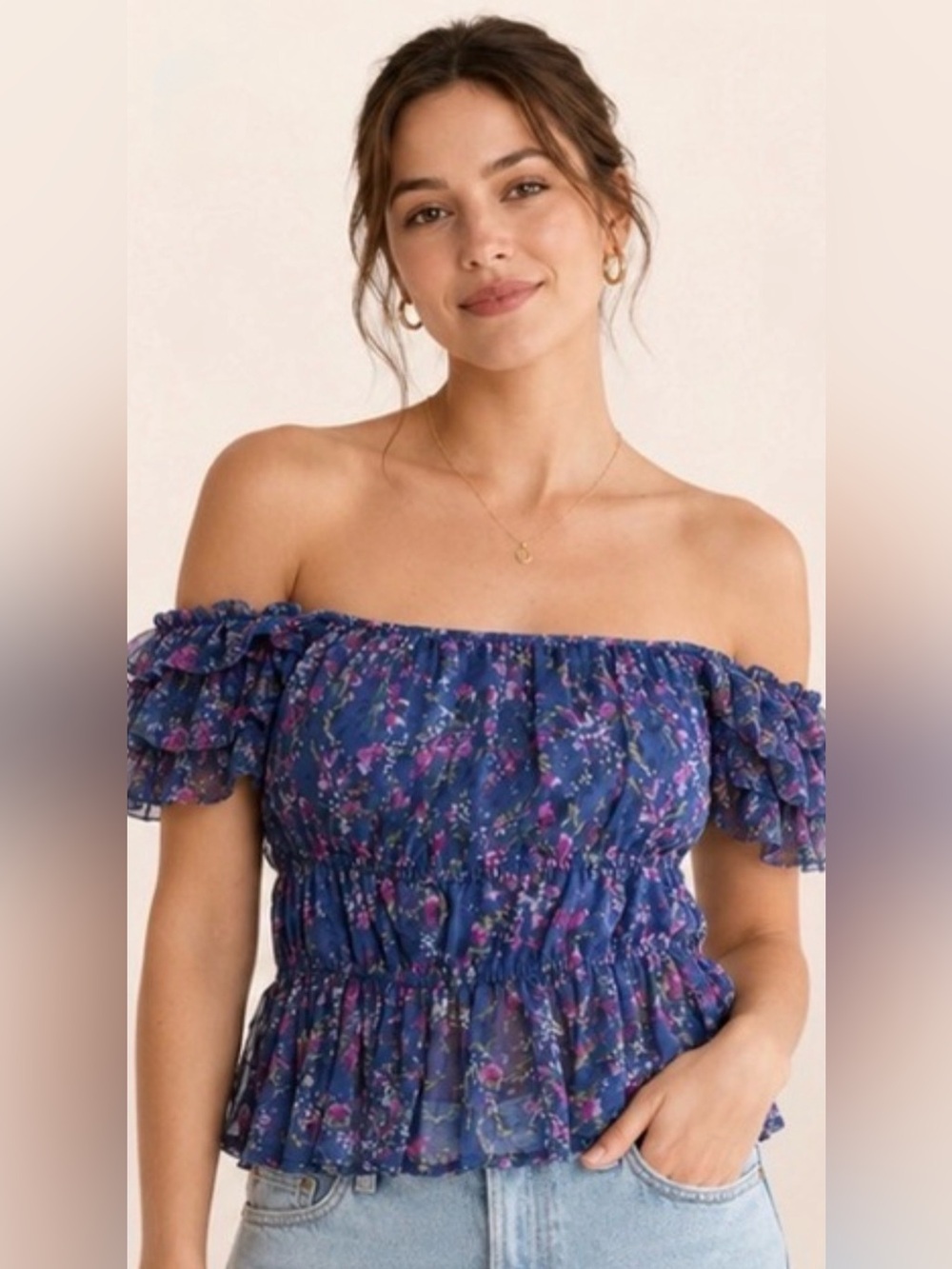 French Connection Gretha Hallie ruffle floral top
